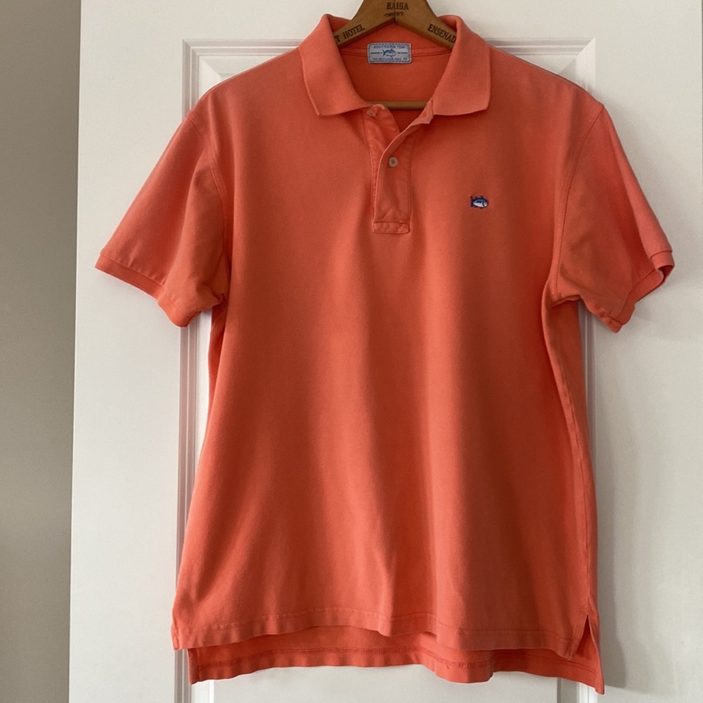 Southern Tide Skipjack Polo Shirt in Cantaloupe Size 40 w MEASUREMENTS